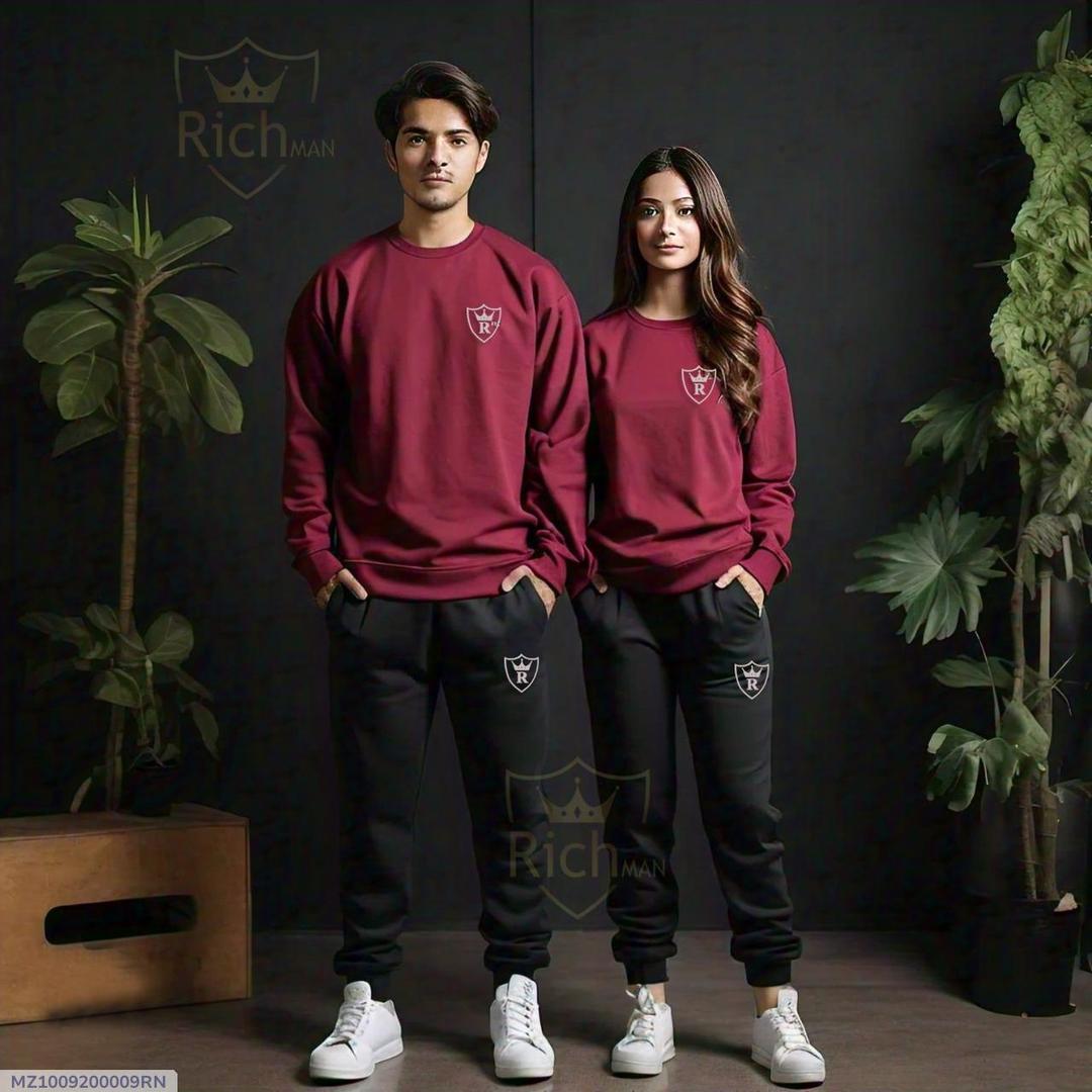 2 Pc Unisex Fleece Plain Track Suit