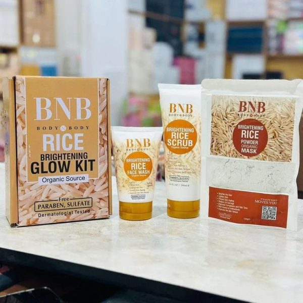 BNB-rice Extract Brightening Skincare Kit | Face Wash, Scrub & Mask