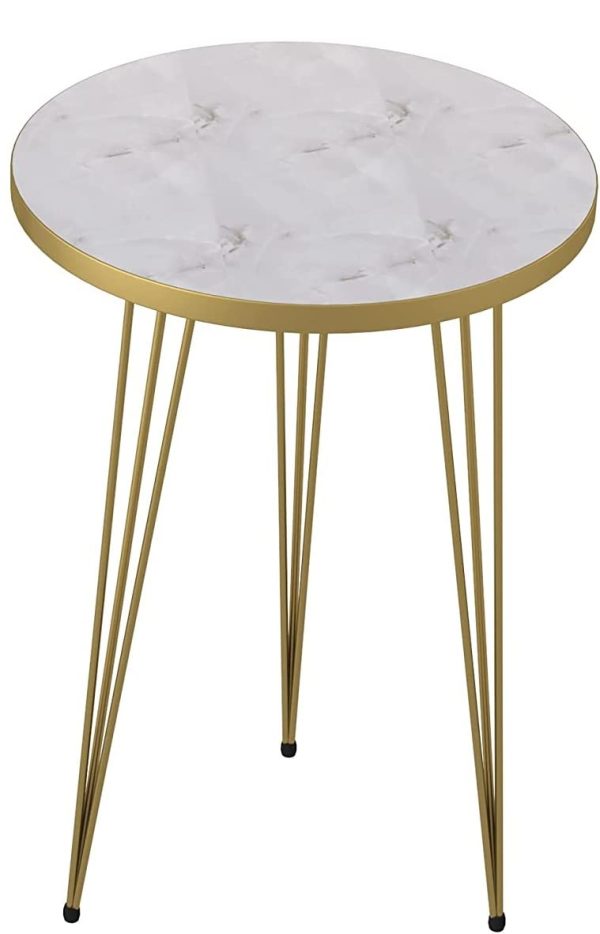 Black/white  Marble Look With Gold Metal Legs Round Coffee Table