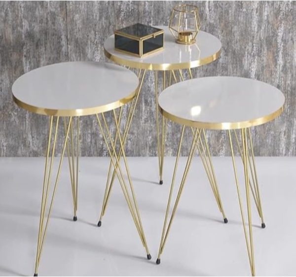 Black/white  Marble Look With Gold Metal Legs Round Coffee Table