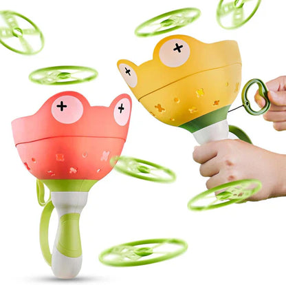 Pull Line Frog Ufo Flying Disc Launcher