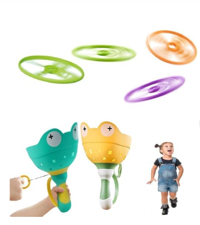 Pull Line Frog Ufo Flying Disc Launcher