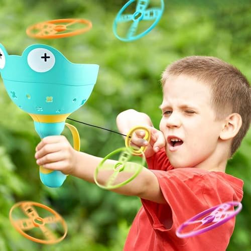 Pull Line Frog Ufo Flying Disc Launcher