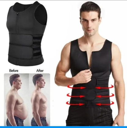 Men Body Shaper Vest Waist Trainer Double Belt Sweat Corset Top Fitness Burn