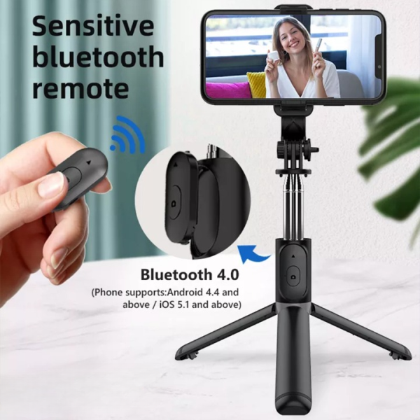 Selfie Stick With Led Light Wireless Bluetooth Foldable Mini Tripod Stand