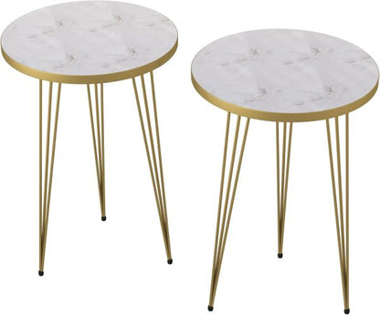 Black/white  Marble Look With Gold Metal Legs Round Coffee Table