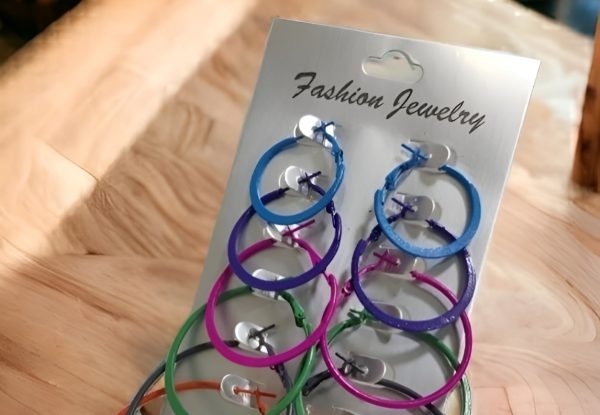 Trendy Plain Hoops, Pack Of 6 Multi Color