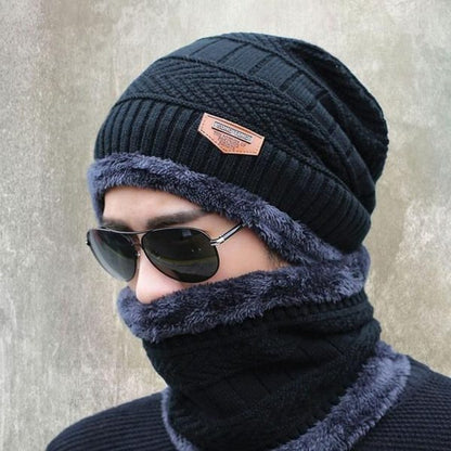 High Quality Winter Cap And Neck Elastic Knitting Thick Fleece Warm Woolen